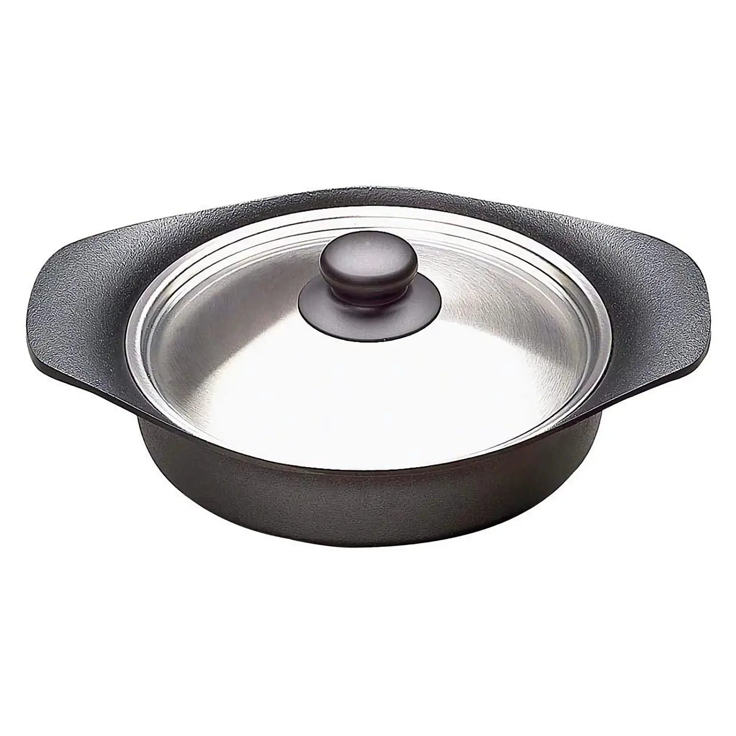 Nihon Yoshokki Cast Iron Induction Shallow Casserole 22Cm Japan W/ Stainless Steel Lid - YOYO JAPAN