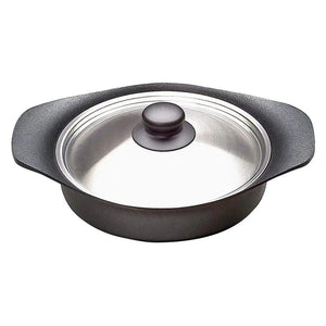 Nihon Yoshokki Cast Iron Induction Shallow Casserole 22Cm Japan W/ Stainless Steel Lid - YOYO JAPAN
