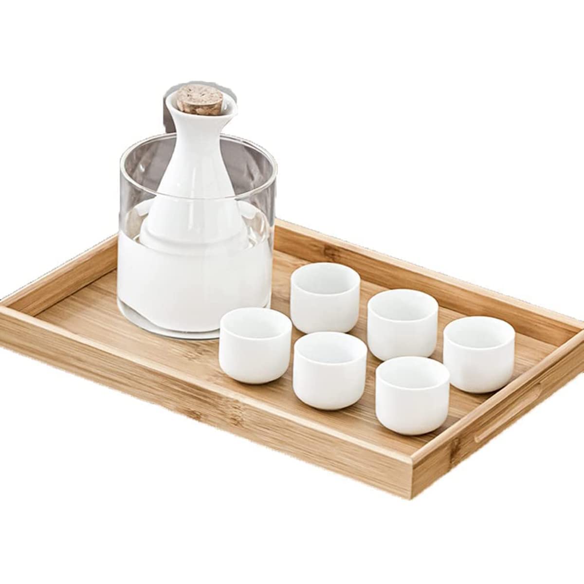 Sxrc 9-Piece Creative Sake Set Japan - Warming Bowl Tokkuri 6 Cups Tray Whiskey Bottle Barware