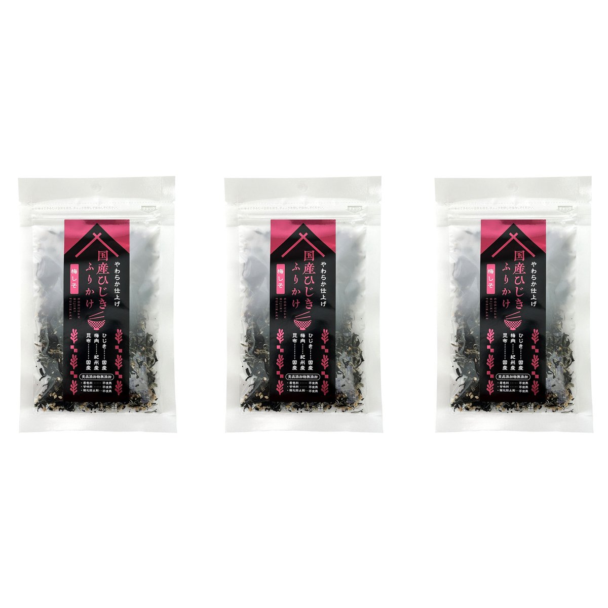 Takusei Hijiki Plum Shiso Soft Furikake All Purpose Seasoning 22g (Pack of 3)