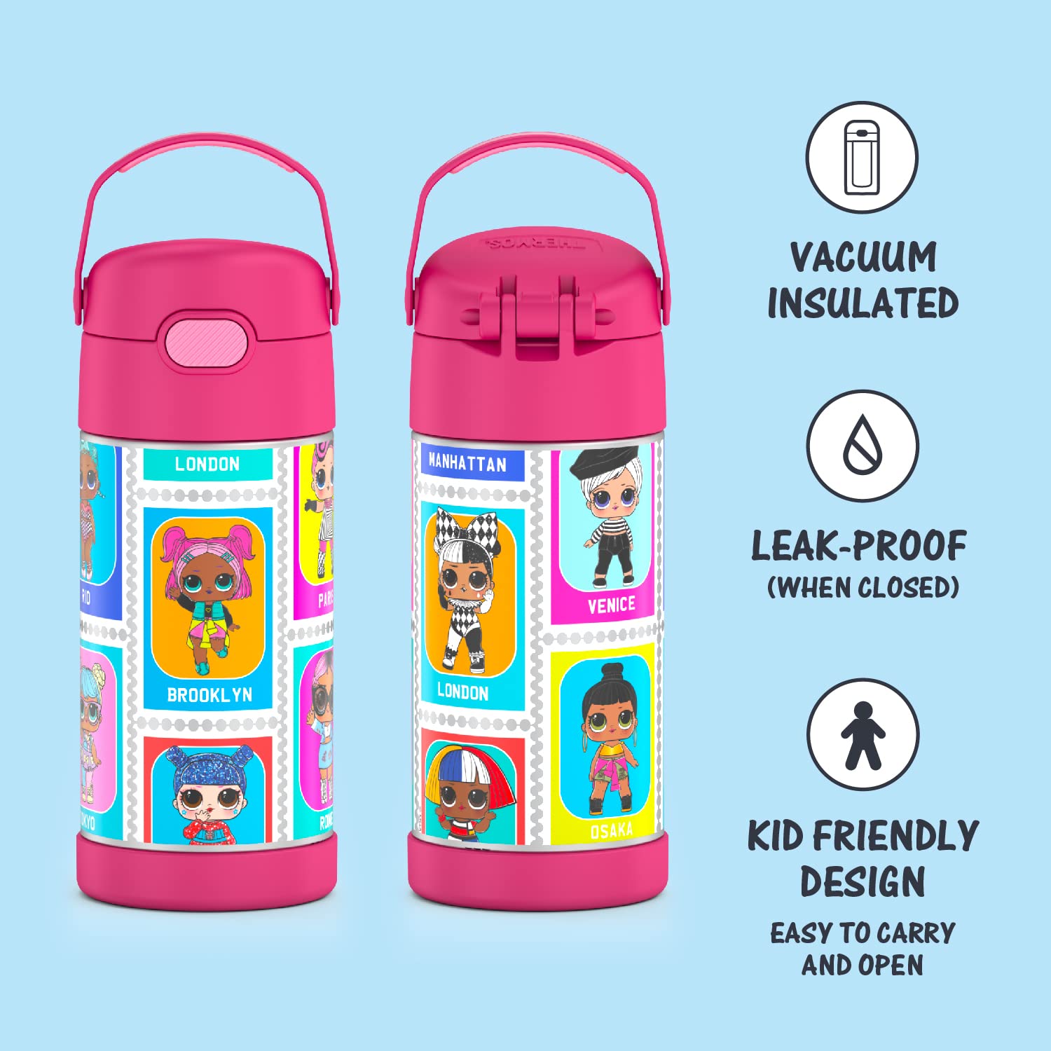 Thermos Funtainer 12Oz Kids Lol Surprise Stainless Steel Insulated Straw Bottle