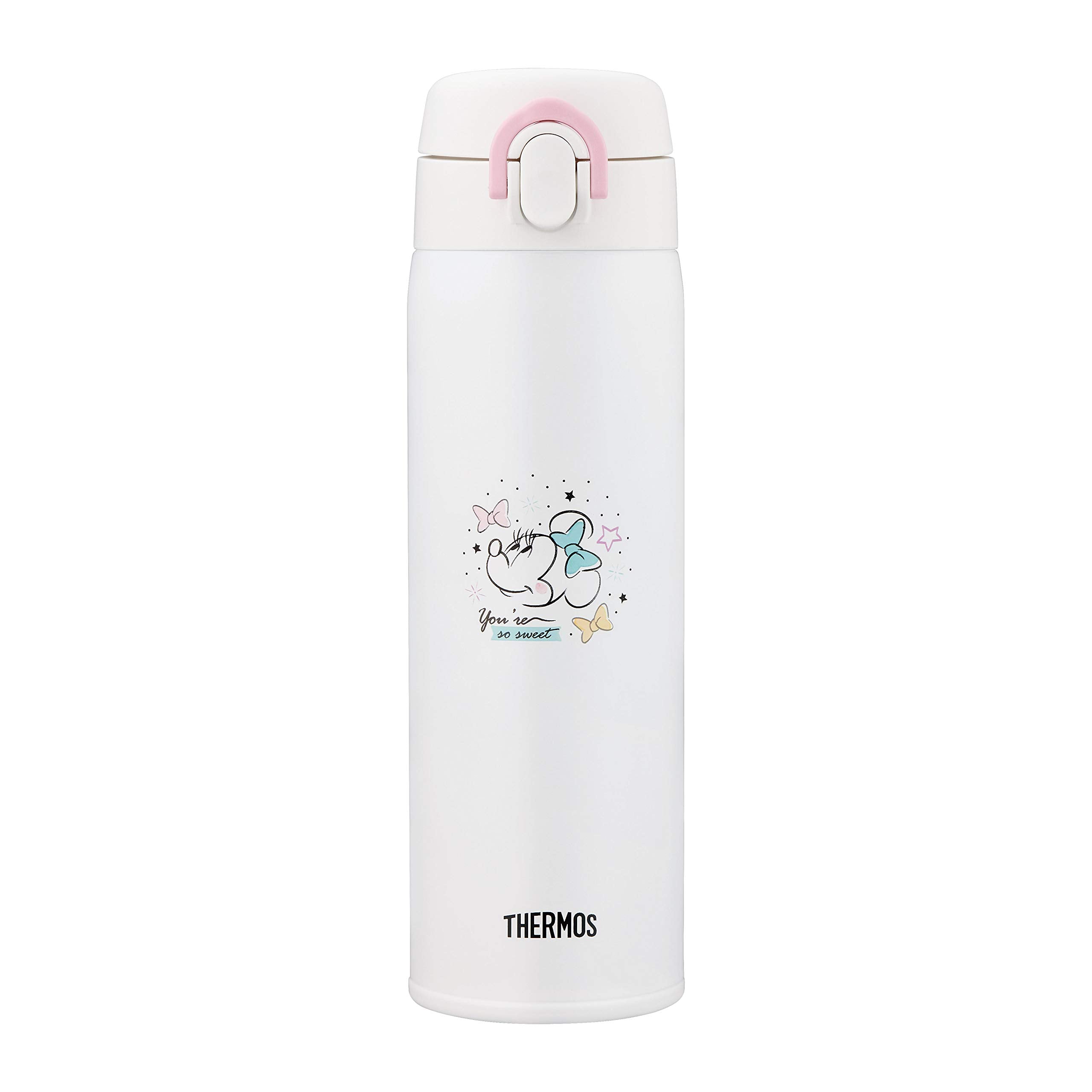 Thermos Disney Minnie 500ml Stainless Steel Flask - Perfect for Milk Preparation Pink White