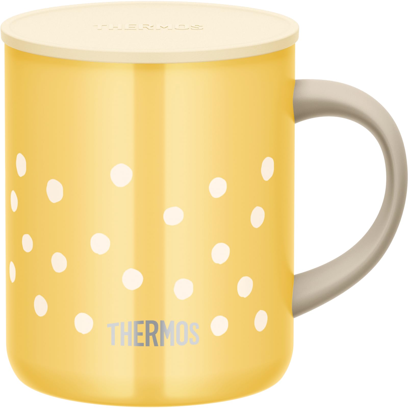 Thermos 350ml Stainless Steel Vacuum Insulated Mug in Dot Yellow