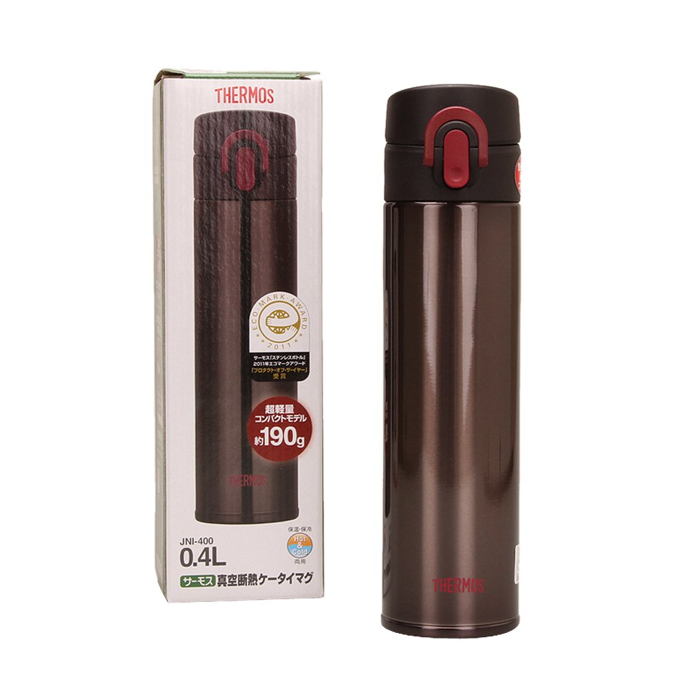 Thermos JNI-400 Mobile Mug Black 0.4L - Vacuum Insulated One-Touch Open Type