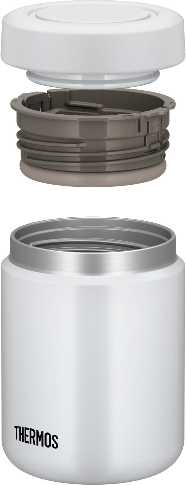 Thermos 500ml Vacuum Insulated Soup Jar White Gray Standard Model Hot/Cold Easy Clean Round Mouth JBR-501 WHGY