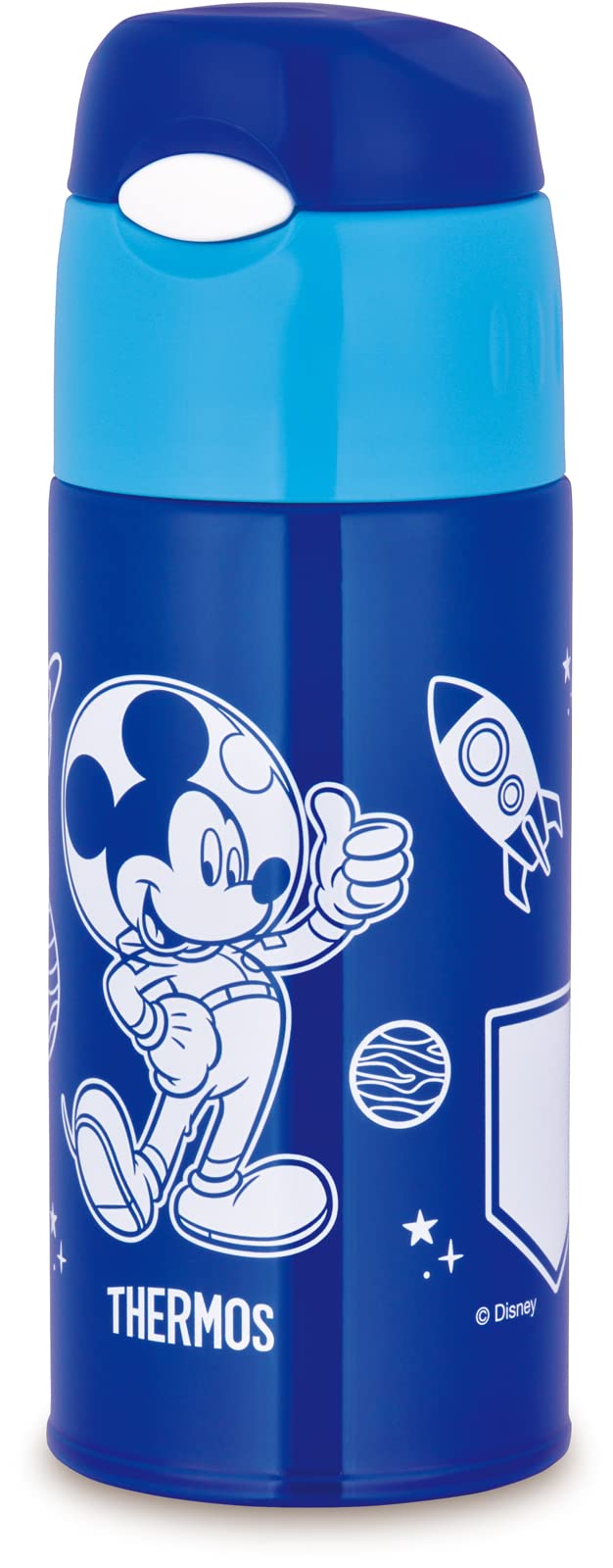 Thermos 400ml Mickey Navy Blue Vacuum Insulated Straw Bottle for Kids Cold Storage School/Kindergarten Use