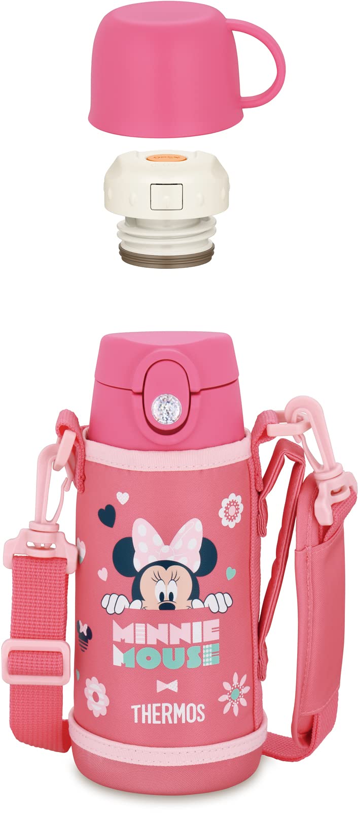 Thermos Minnie Coral Pink 0.6L Vacuum Insulated Water Bottle/Straw Cup for School Kids