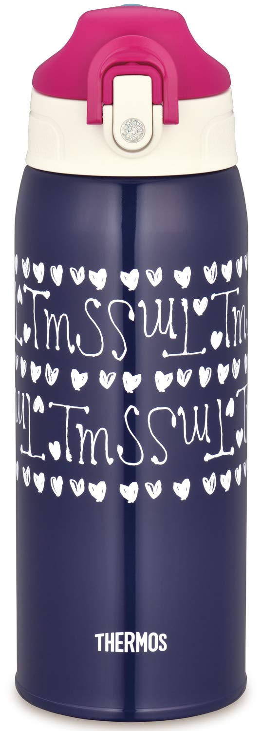 Thermos Vacuum Insulated 0.8L Navy Water Bottle with Heart Design Model Fho-801Wf Nv-H