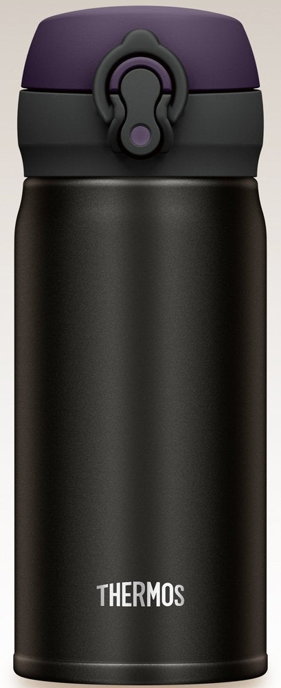 Thermos Japan Vacuum Insulated Water Bottle Mobile Mug One Touch Open 350Ml All Black Jnl-352 Alb