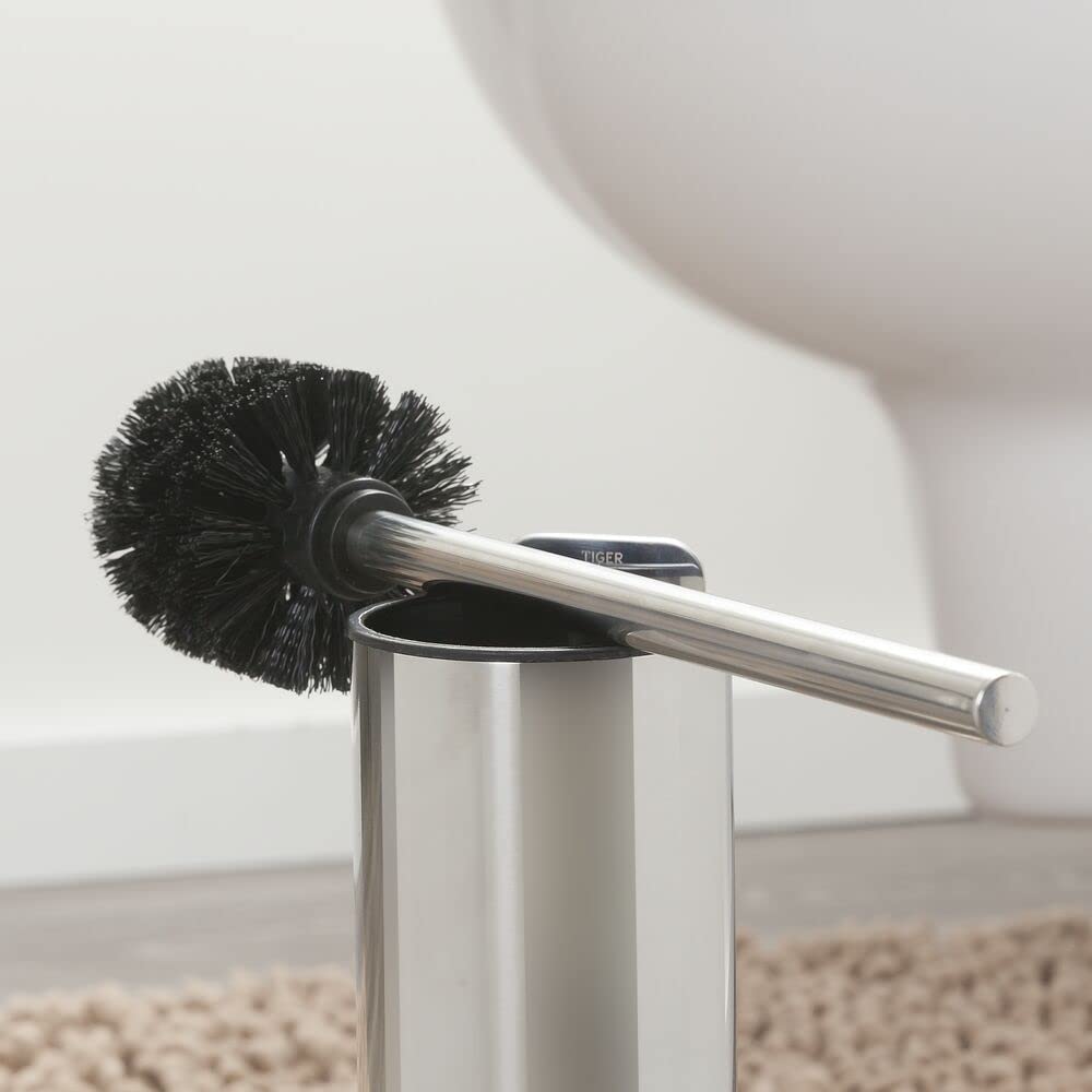 Tiger Japan Colar Toilet Brush Set Stainless Steel Polished 38.1X8.8X10.8Cm