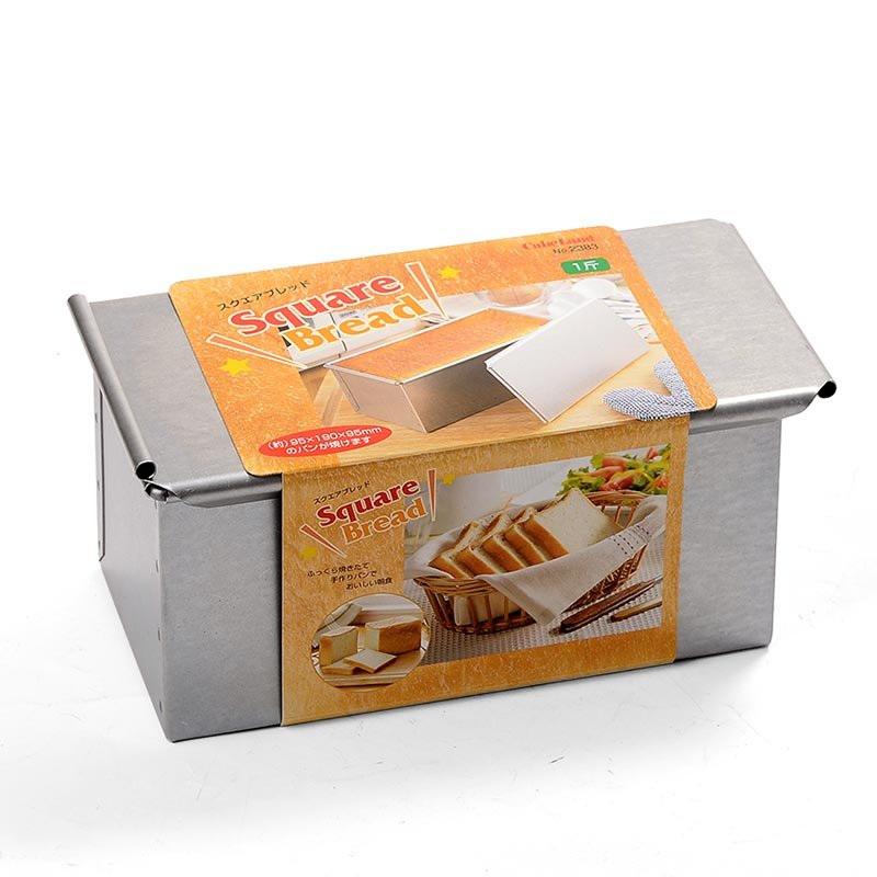 Tiger Crown Japan 95X190X95Mm Aluminized Steel Square Bread Pan 1 Loaf Sliding Lid 2383