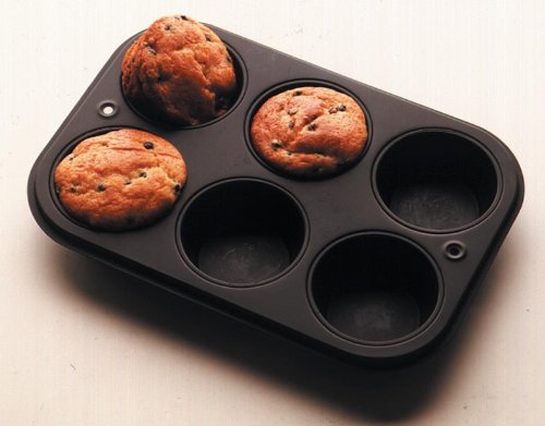 Tiger Crown Muffin Pan 6P Black Steel Japan Silicone Resin Coating 250° Heat Resistant 5068