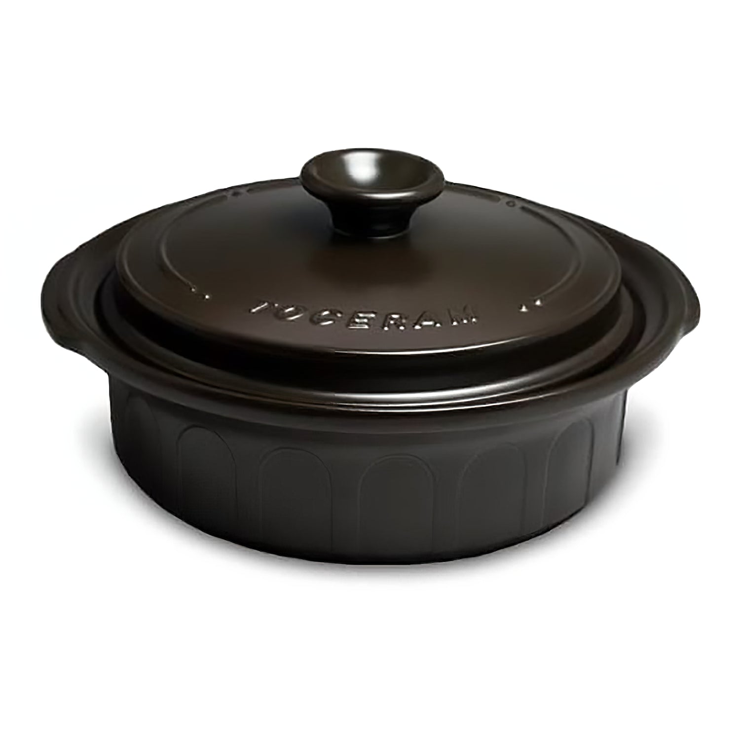 Toceram Heat-Resistant Ceramic Shallow Casserole Pot Charcoal brown