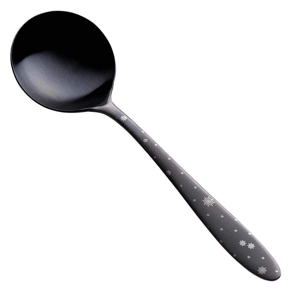 Todai Rikyu Bouillon Spoon Black Crystal Pattern Made In Japan