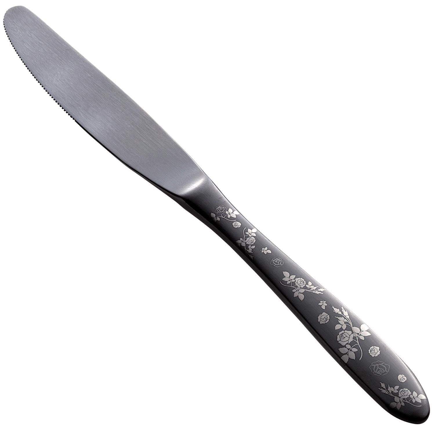 Todai Rikyu Black Rose Pattern Dessert Knife