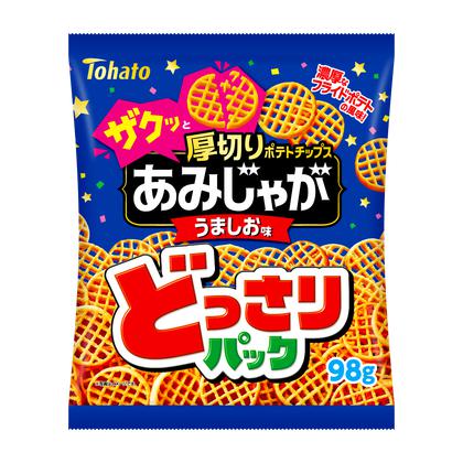 Tohato Amijaga Waffle Shaped Potato Chips Salty Beef Flavor 98g (Pack of 3)