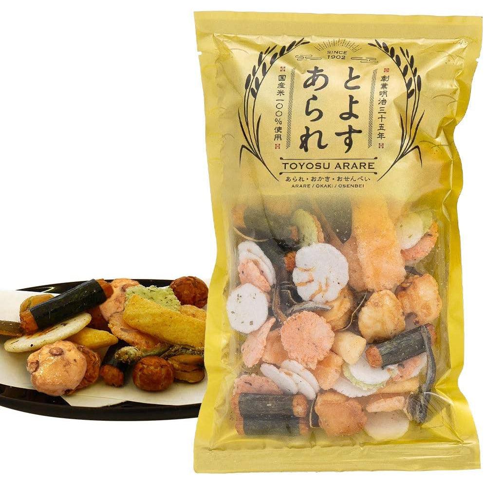 Toyosu Arare Japanese Rice Crackers 9 Types Assortment 80g (Pack of 3)
