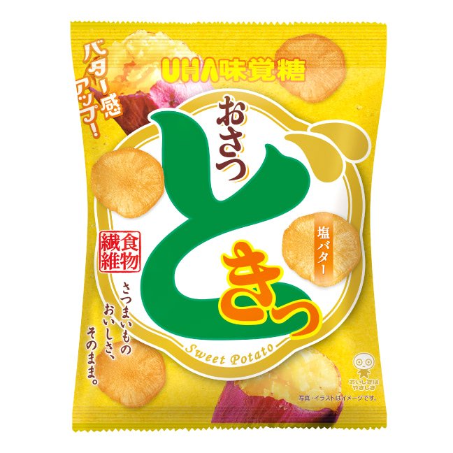 UHA Mikakuto Osatsudoki Salted Butter Sweet Potato Chips 65g (Pack of 3)