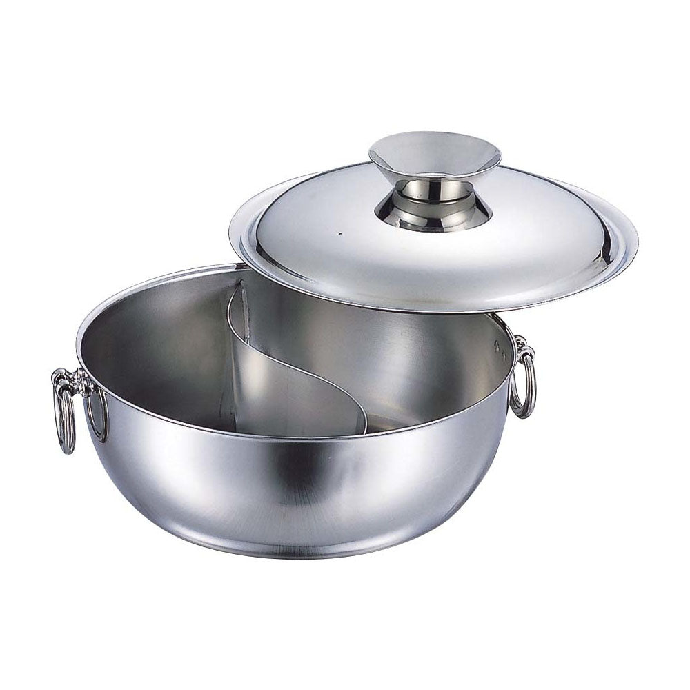 Wadasuke Stainless Steel Induction Shabu Shabu Hot Pot With Divider 25cm