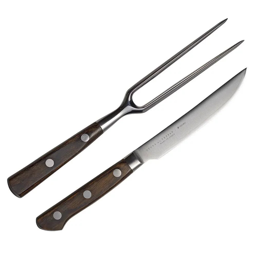 Wooden Handle Japanese Steak Knife & Carving Fork Set