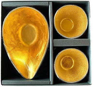 Teshigoto Club Katakuchi Sake Cup Set (2) W/ Japanese Paper & Gold Leaf - Nousaku Japan