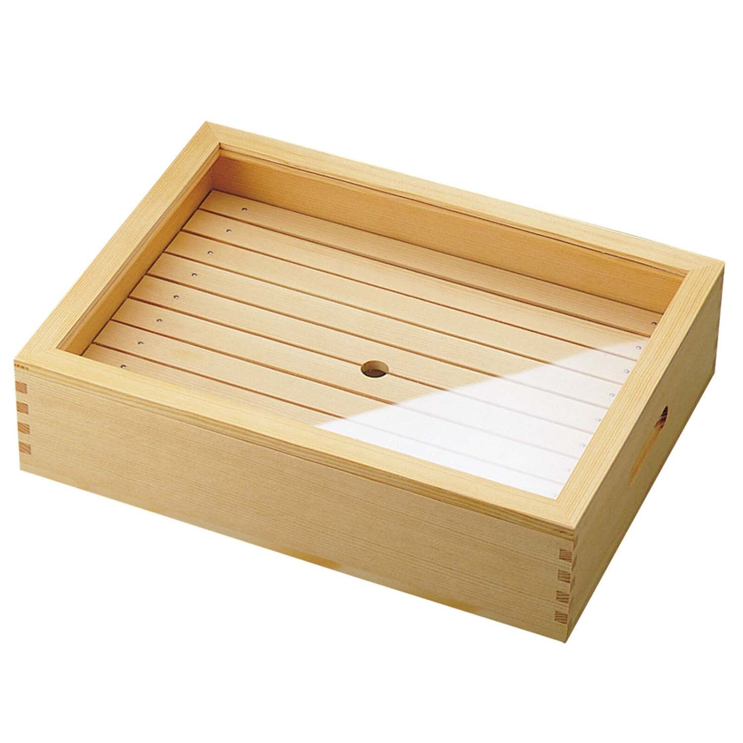 Yamacoh Wooden Sushi Neta Case With Acrylic Cover Large