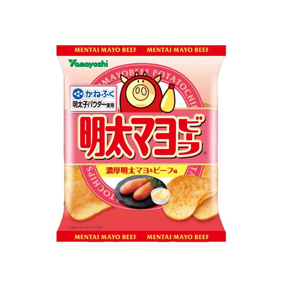 Yamayoshi Mentai Mayo Beef Potato Chips Spicy Mayo Flavor 47g (Pack of 3)