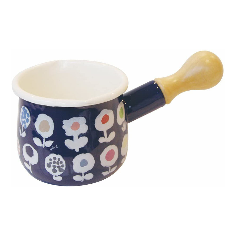 Yutaka Horo Plune Enameled Petit Milk Pan Candy Flower Navy