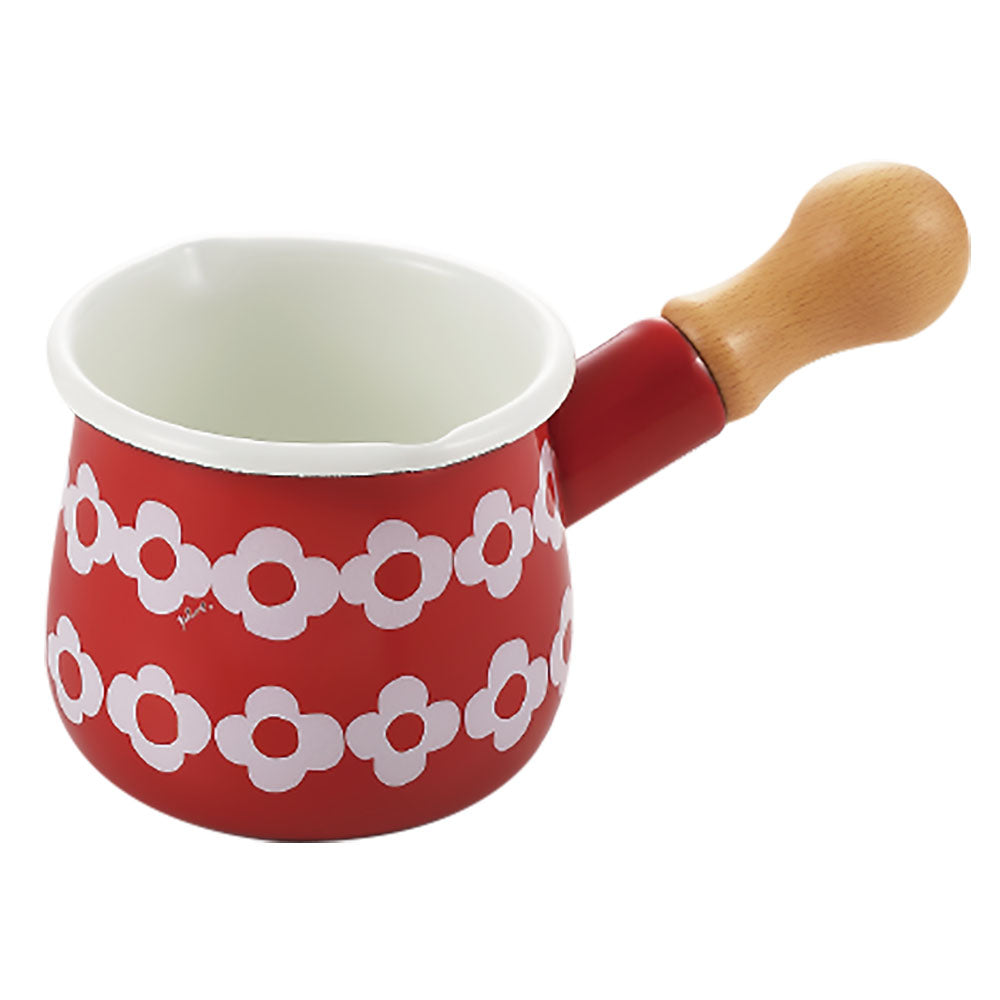 Yutaka Horo Plune Enameled Petit Milk Pan Ohana Red