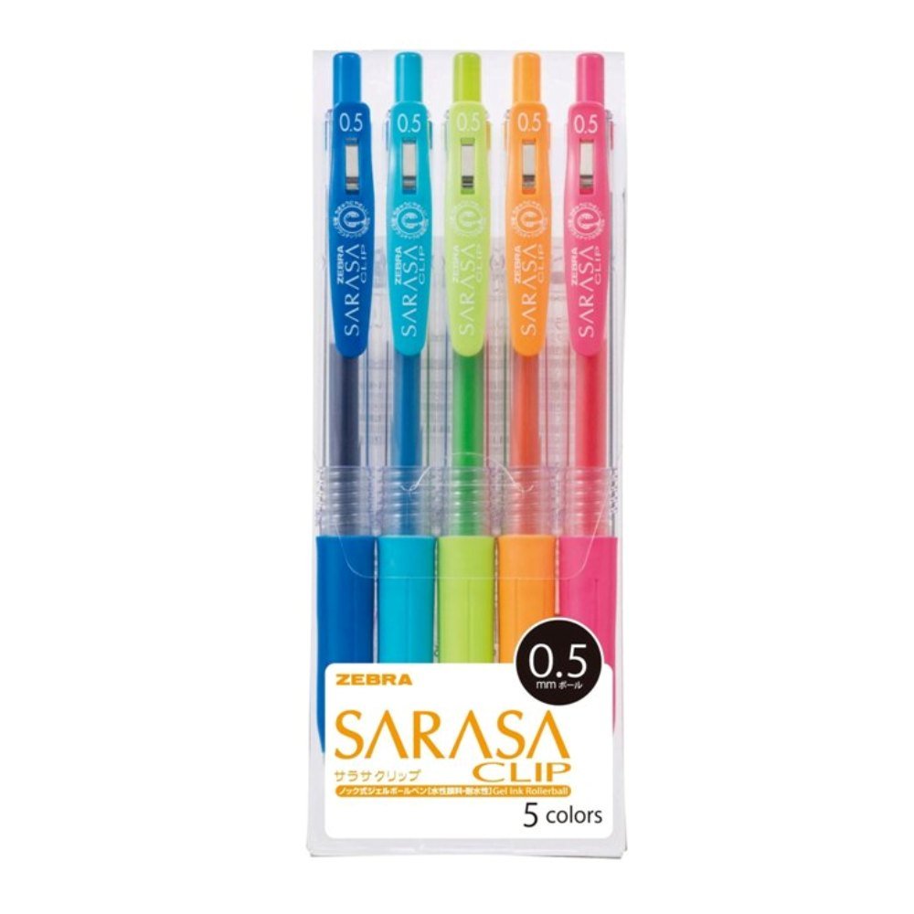 Zebra Sarasa Clip 0.5 Gel Ballpoint Pen 5 Colors Japan Jj15-5Ca