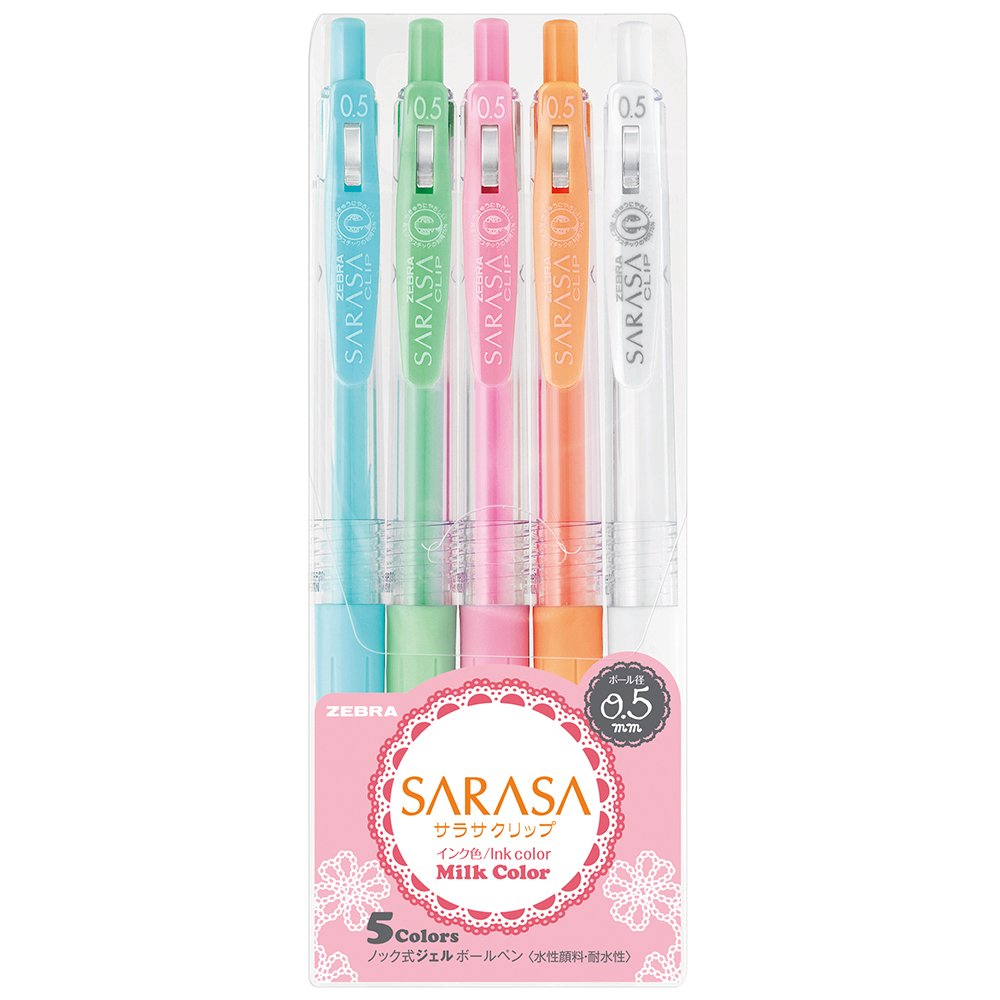 Zebra Sarasa Clip 0.5 Milk 5 Color Japan Ballpoint Pen Jj15-5C-Mk