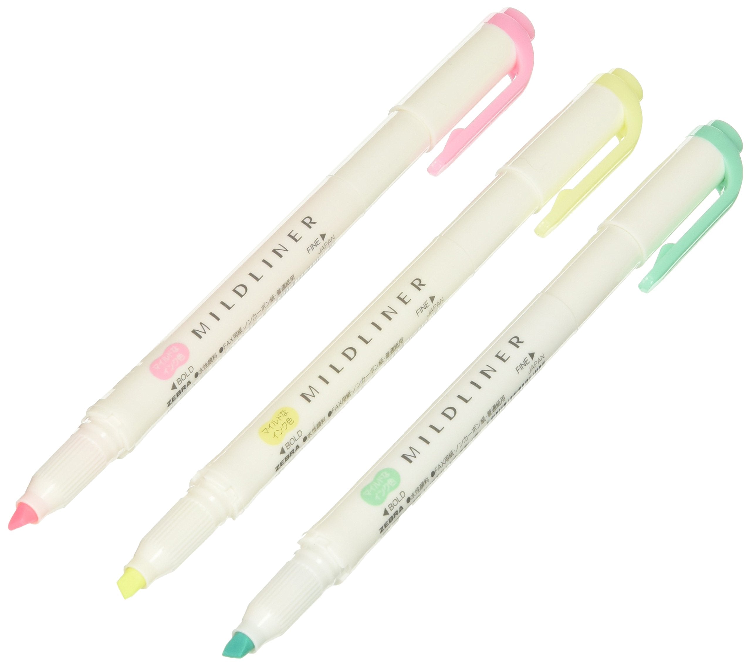 Zebra Mildliner Japan Wkt7-3C Set - 3 Slightly Fluorescent Colors