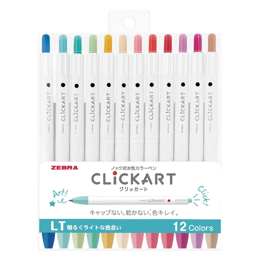 Zebra Japan Water-Based Clickart Pen Lt 12 Color Set Wyss22-12Clt (117 Characters)