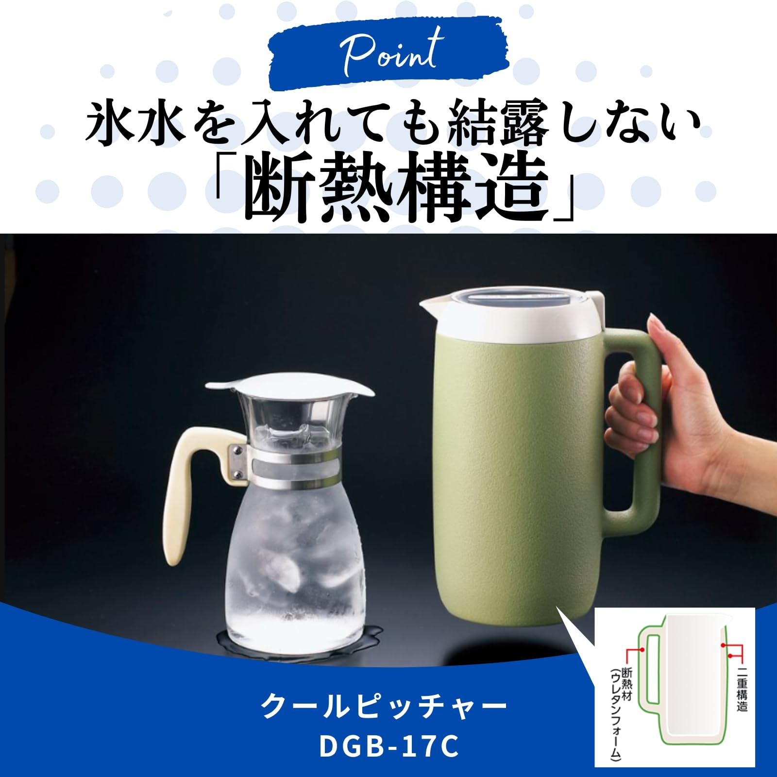 Zojirushi 1.7L Cool Pitcher in Green Dgb-17C-Ga Series