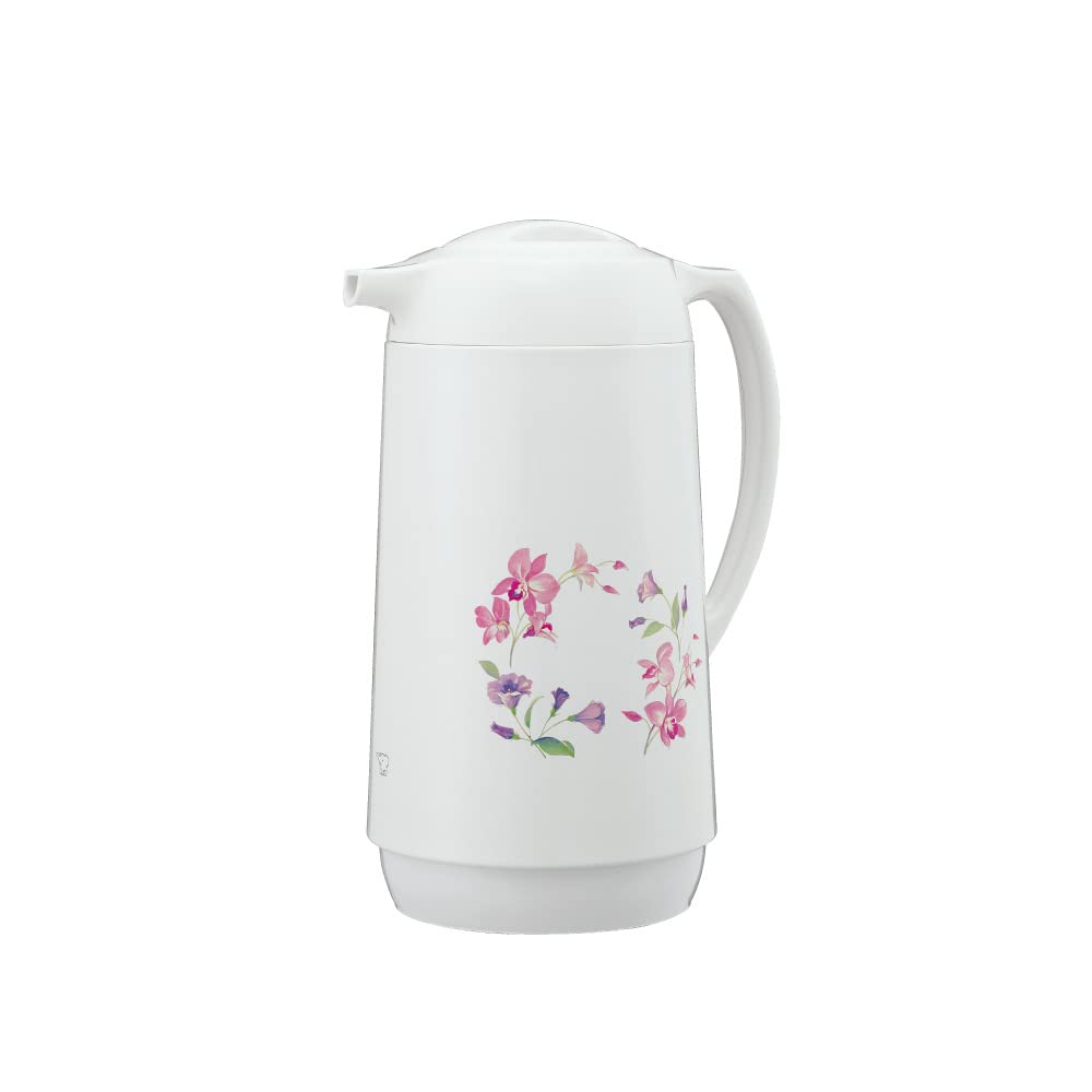 Zojirushi 1.0L Glass Hand Pot with Wreath Flower Design AG-KE10-FW