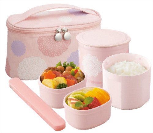 Zojirushi Lace Pink Insulated Lunch Box Approx. 1 Rice Bowl Capacity