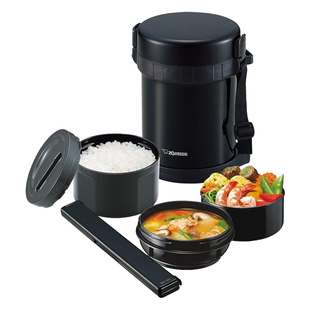 Zojirushi Mahobin (Zojirushi) Heat-Retaining Stainless Steel Lunch Box Lunch Jar About 3 Bowls About 1.2 Go Microwave Compatible Black Sl-Gh18-Ba