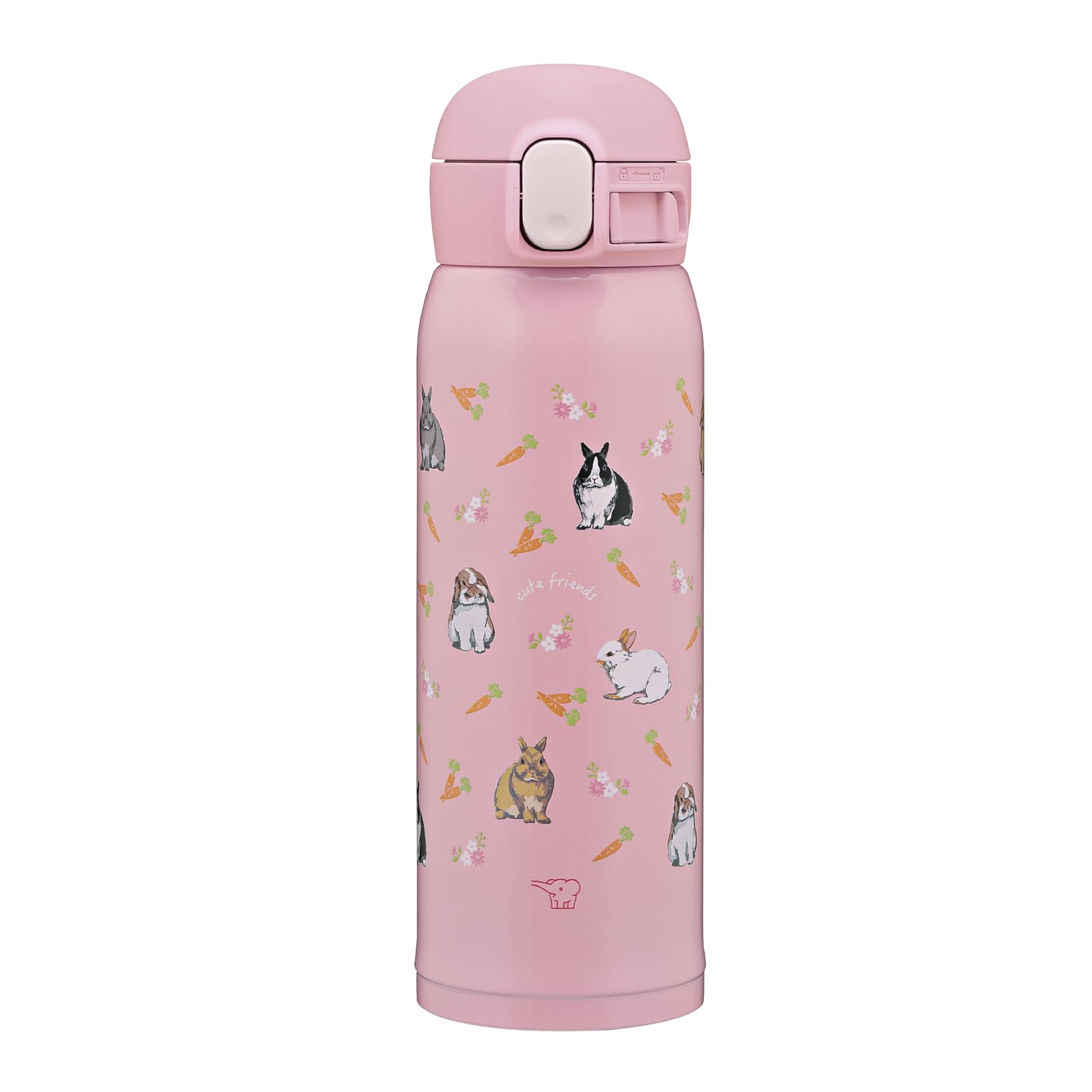 Zojirushi Kids Water Bottle Pink Rabbit 480ml Stainless Steel One-Touch Mug