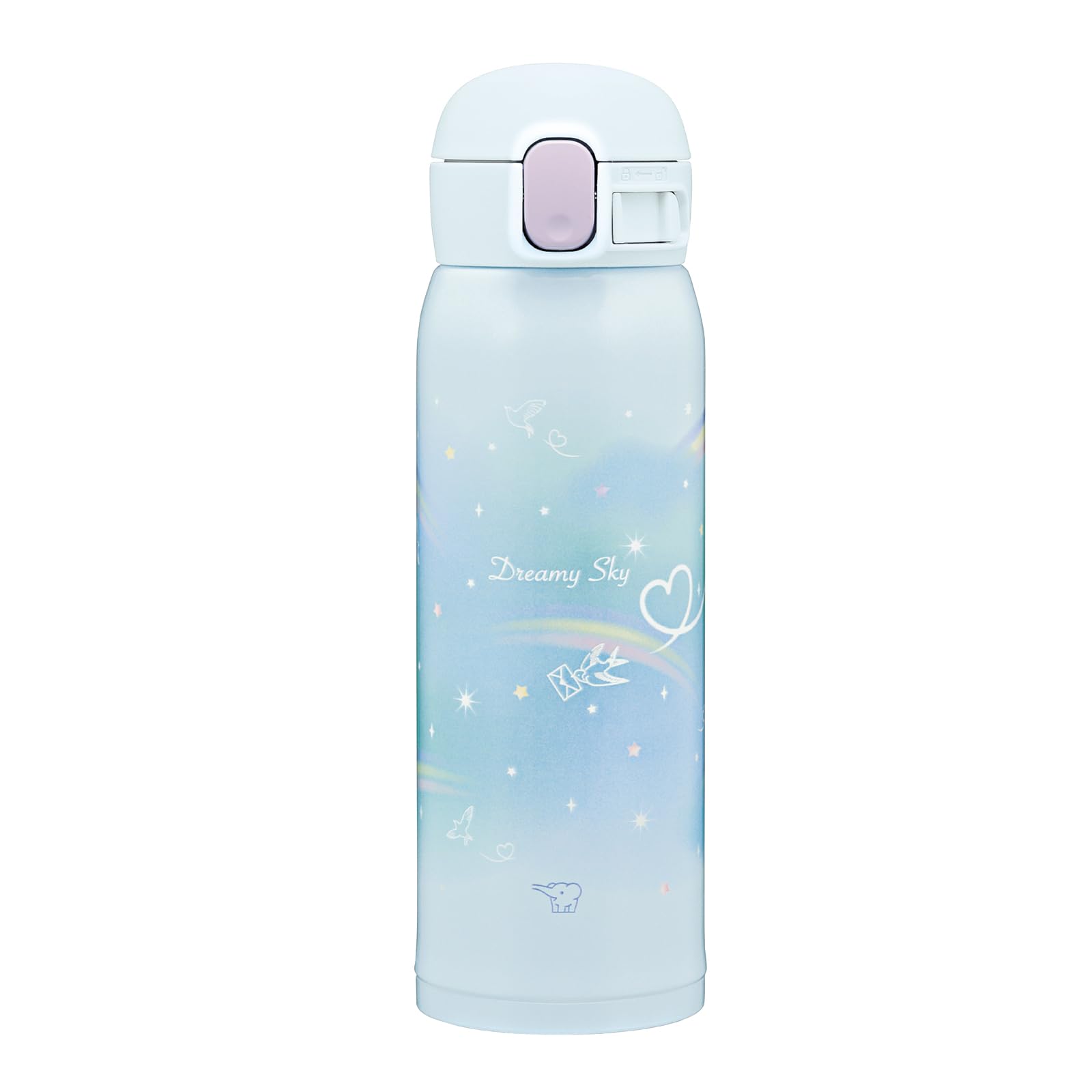 Zojirushi 480Ml Stainless Steel Water Bottle for Kids One-Touch Rainbow Blue