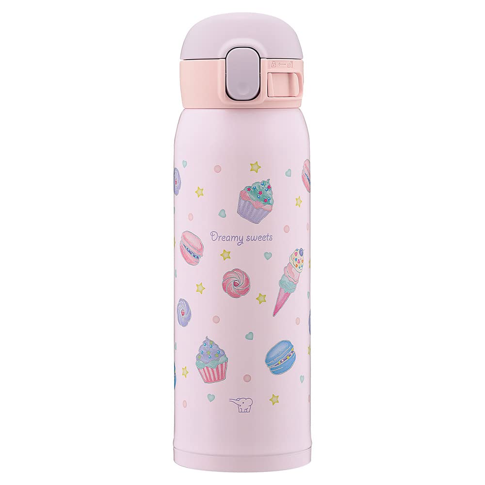 Zojirushi Kids School Water Bottle Stainless Steel One-Touch 480ml Easy Clean Sweet Purple Mug