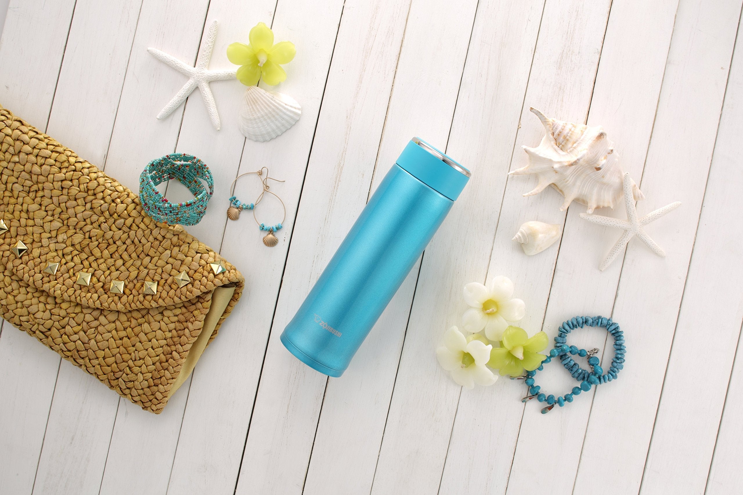 Zojirushi Stainless Steel 360ml Water Bottle Mug - Turquoise Blue