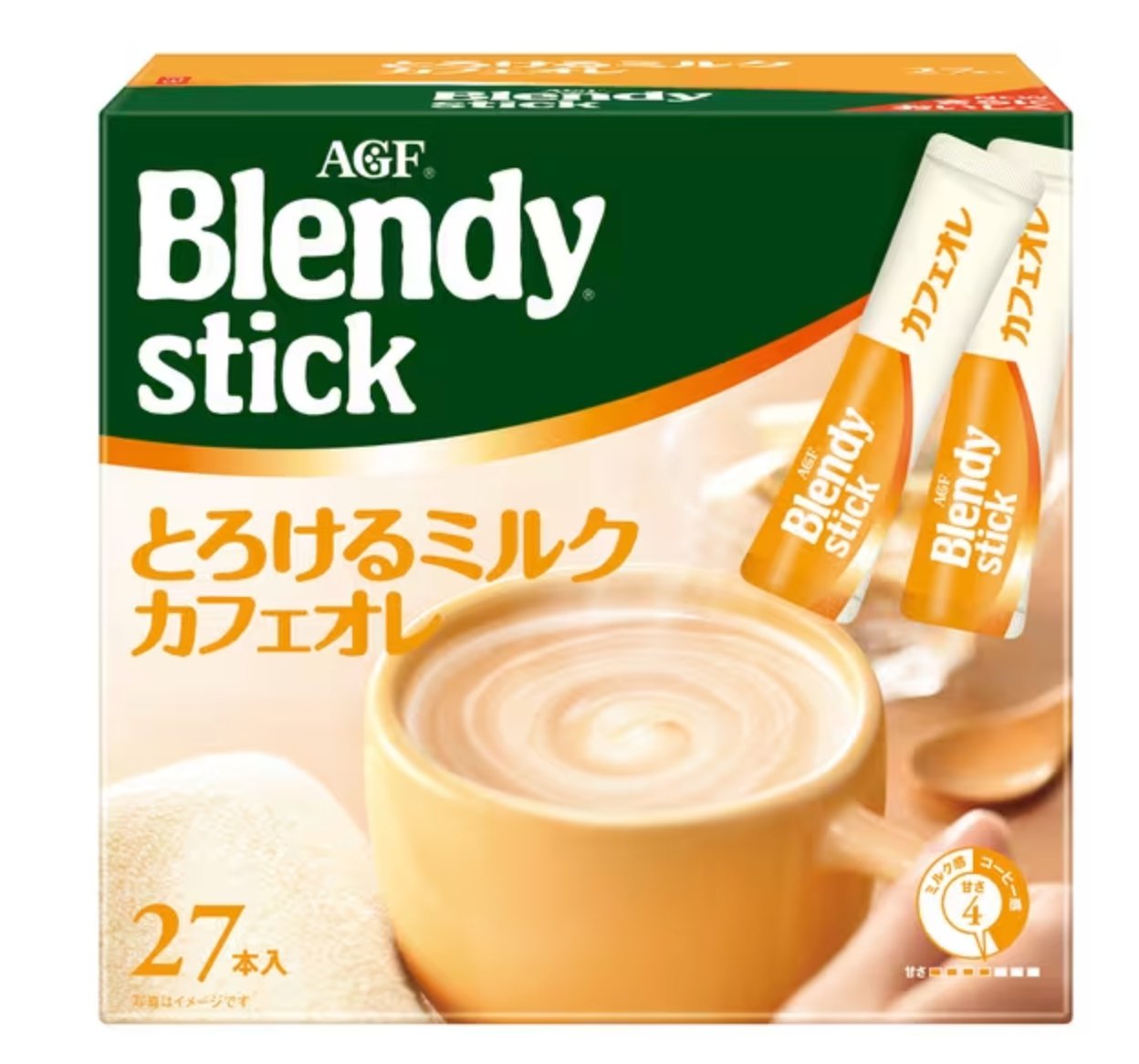 Ajinomoto Agf Blendy Stick Melted Milk Cafe Au Lait Instant Coffee 27 Sticks - Melted Milk Coffee