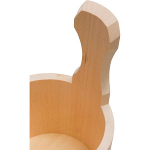 Close-up of Umezawa Hinoki Bath Bucket, showcasing natural cypress wood grain