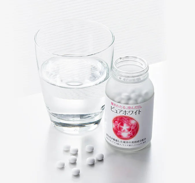 240 Tablets Shiseido Pure White with lychee extract, offering vitality support for skin care