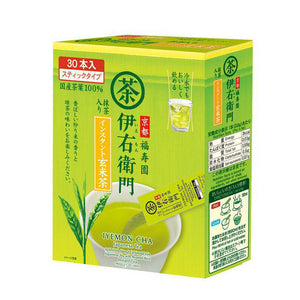Iyemon Cha Matcha Blend Genmaicha With Brown Rice Japanese Instant Tea 30 Sticks - Brown Rice Tea, instant format, ideal for daily brewing rituals