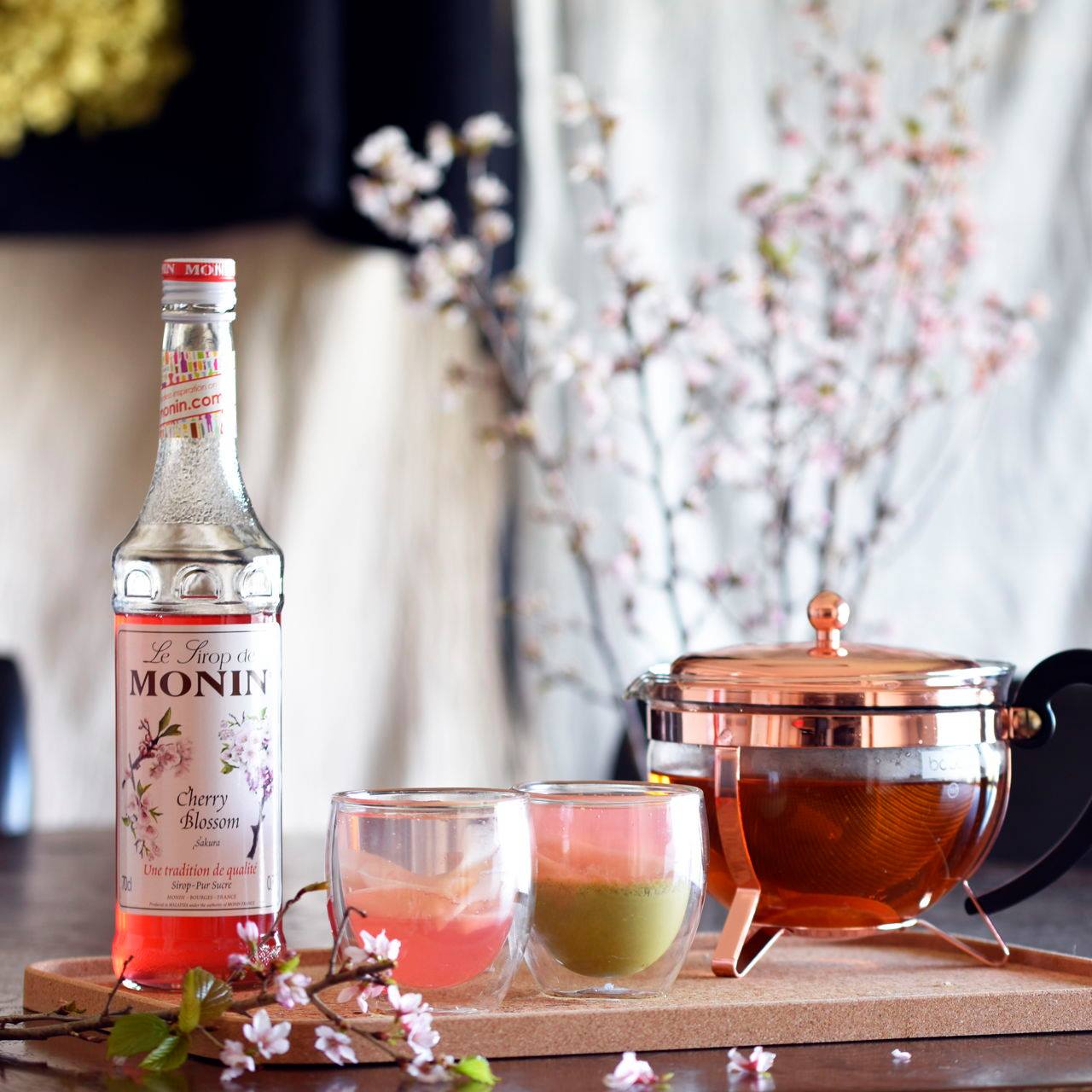 700ml Monin Sakura Syrup, floral aroma, designed for creative bartenders