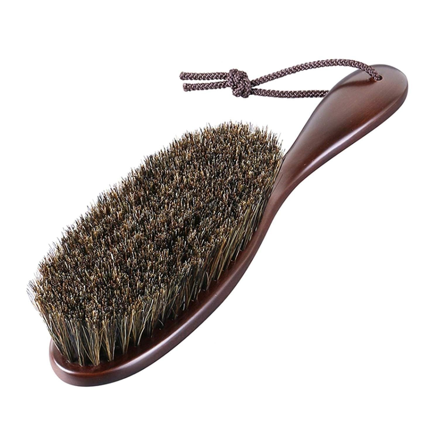 Nakata Hanger Natural Bristle Clothes Brush, standard size, beech wood handle, ideal for daily fabric care