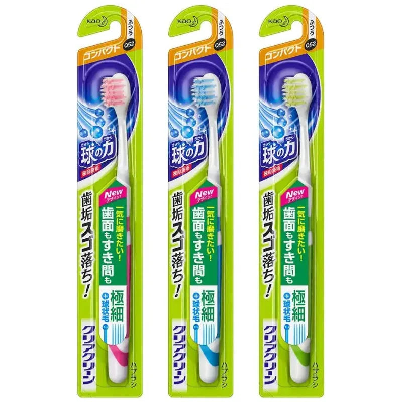 [Bulk Purchase] KAO Clear Clean Teeth & Gap Plus Compact Standard Set of 3 (*Color Selected) - Adult Toothbrush