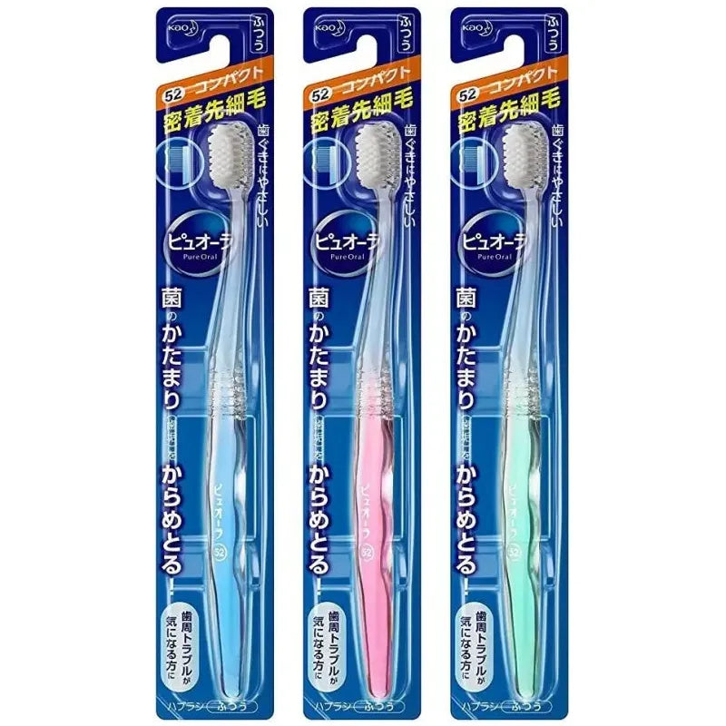 [Bulk Purchase] KAO Pure Aura Toothbrush Regular (*Color Selected) 3 Piece Set - Adult