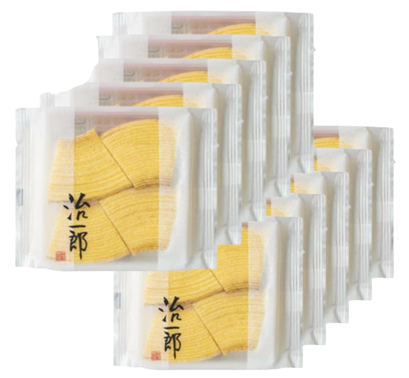 Jiichiro Butter Flavored Baumkuchen Cut, Pack of 10, soft buttery cake ideal for tea time.